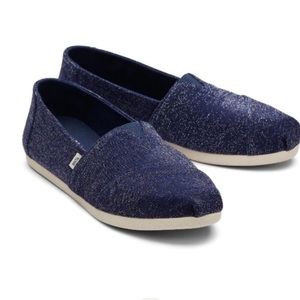 NEW Toms Womens Alpargata Glimmer Navy Flats